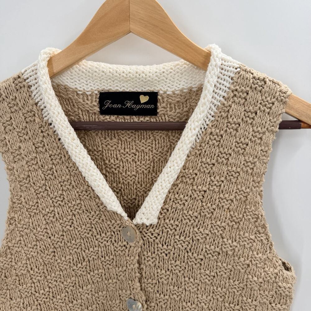 Vintage Joan Hayman Hand Knitted Sweater Vest Cottagecore Heart Buttons Small - Picture 2 of 6
